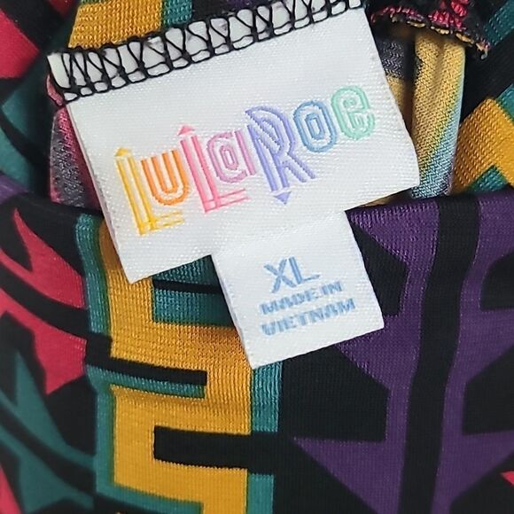 LuLaRoe Maxi Skirt XL Colorful Geometric Long Jersey Knit A-line Flowy Print - Picture 7 of 8
